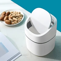 mini desk trash can table dustbin for bedroom office supplies accessories small countertop retractable garbage bucket with lid