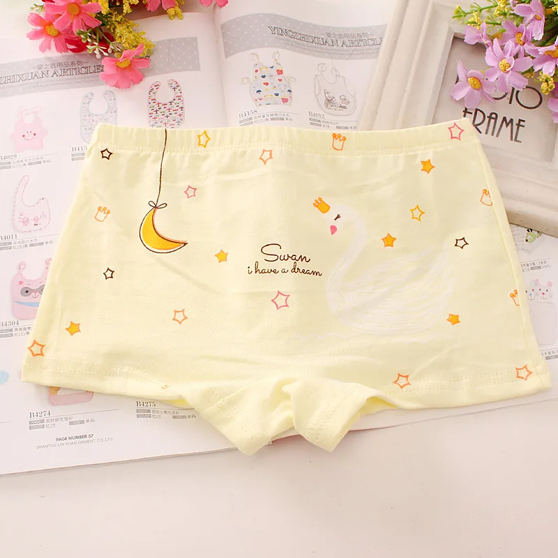

4 Pcs/Lot Children Underwear Pure Cotton Kids Underwear Soft Girls Panties Elegant Swan Print Cartoon Girls Boxers Shorts Briefs