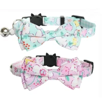 breakaway cat collar with bell and bow tie flower floral pattern charm adjustable safety kitten collars for cats kitty puppy