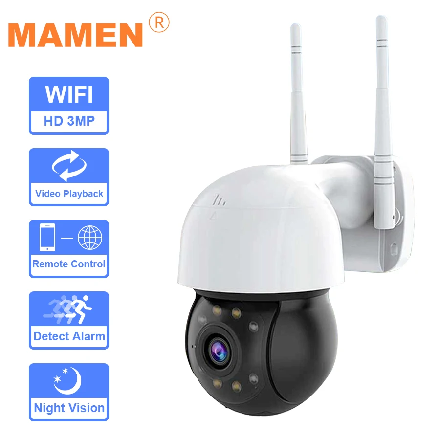 

Уличная камера видеонаблюдения MAMEN PTZ, Wi-Fi, IP, HD, 3 Мп, 1080P