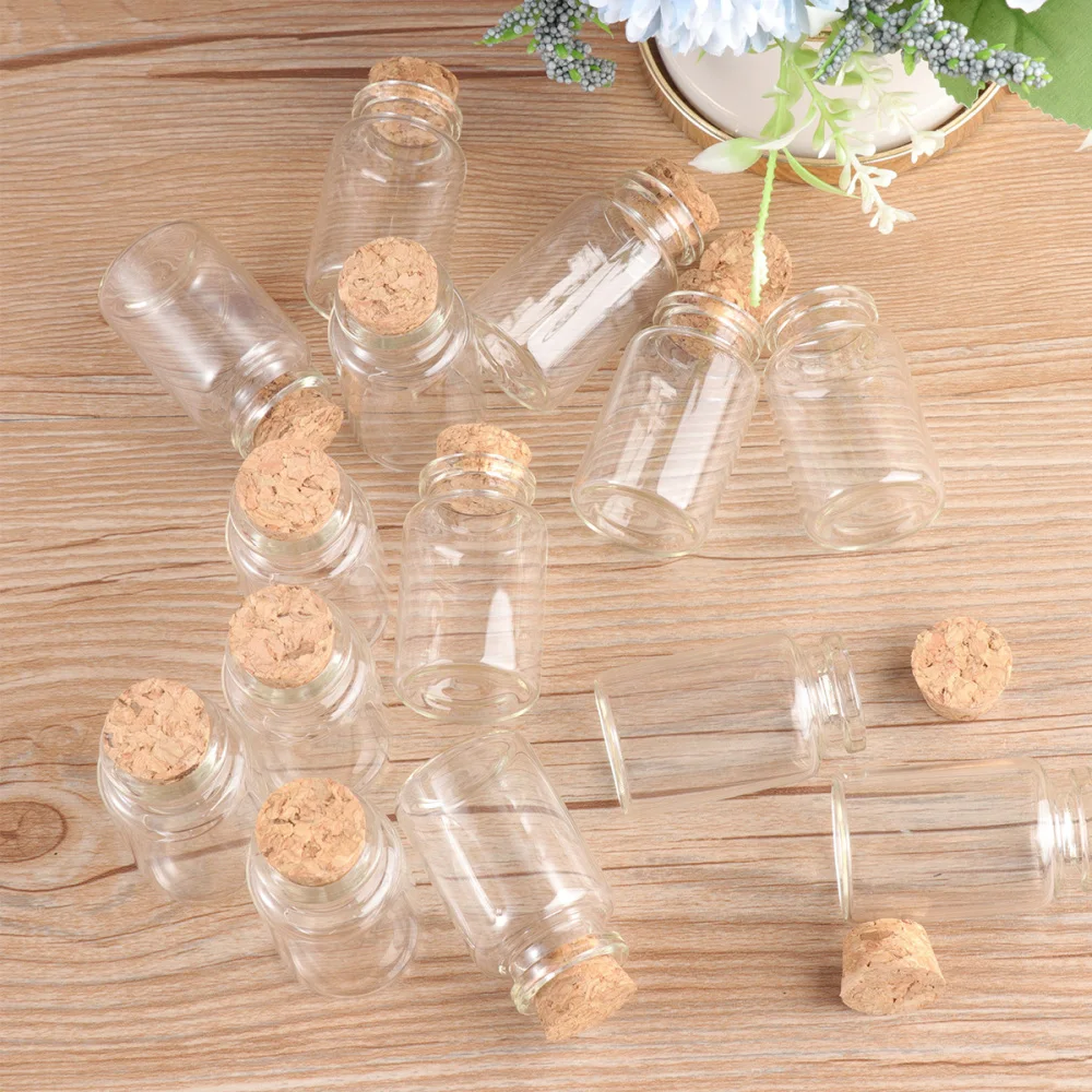 

20pcs Cork Glass Bottles Transparent Wish Jars Mini Storage Bottle Tea Subpacking Bottles Flower Tea Bottle for Home Party (30x4