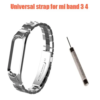 with tool Hangrui mi band 3 4 сменный металлический ремешок на запястье браслет из нержавеющей стали браслеты mi Band 3 ремешок для Xiaomi mi band 4 - Цвет: with tool