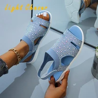 2021 summer ladies sandals large size 35 43 breathable elastic foot sandals comfortable lightweight flat shoes beach shoes women