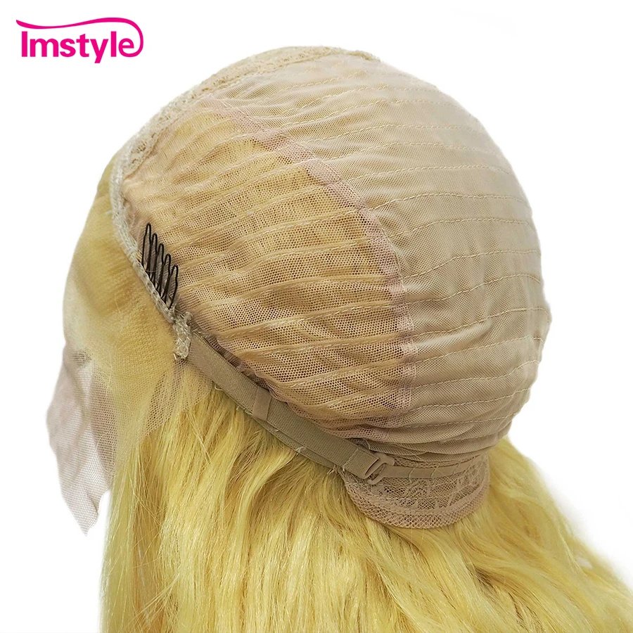

Imstyle Yellow Wig Deep Wave Synthetic Lace Front Wig Heat Resistant Fiber Lace Front Cosplay Wigs For Women