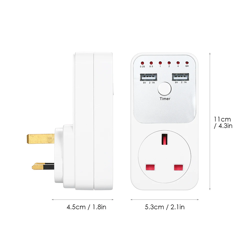 Розетка с таймером обратного отсчета 2 USB-портами 5 В штепсельная розетка таймер