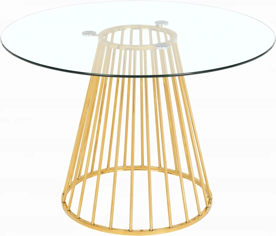 

New design Round glass top 6 seater board dining table kitchen room furniture golden metal leg dining table for dining room