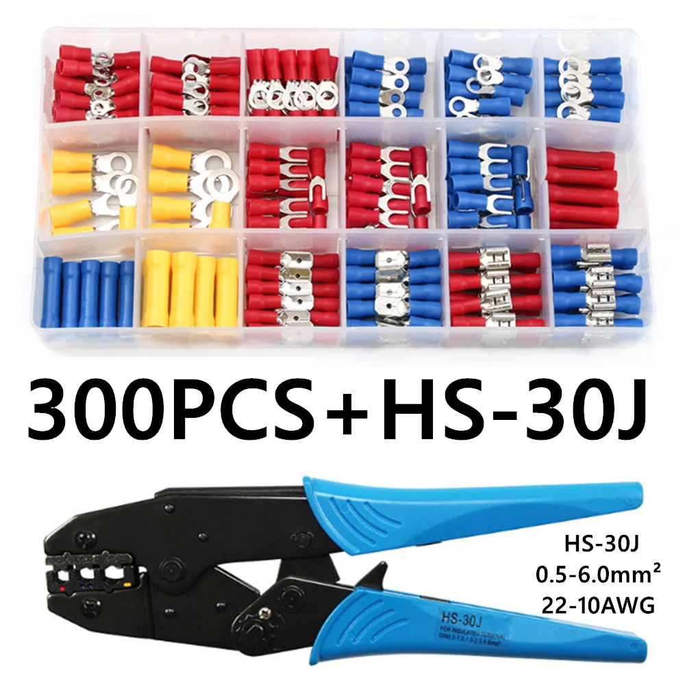 

300PCS Terminals Connector Spade Set Assorted Insulated Wiring Terminal Ends Electrical Wire Crimp Connectors Spade kit