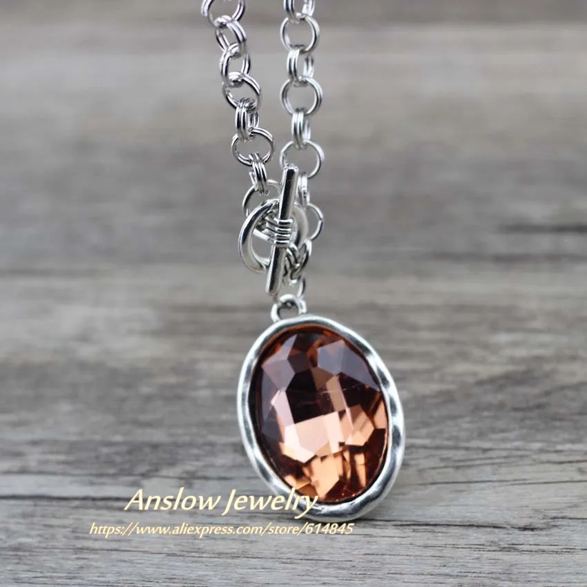 Женское Ожерелье с большим кристаллом Anslow украшение в стиле панк-рок подарок