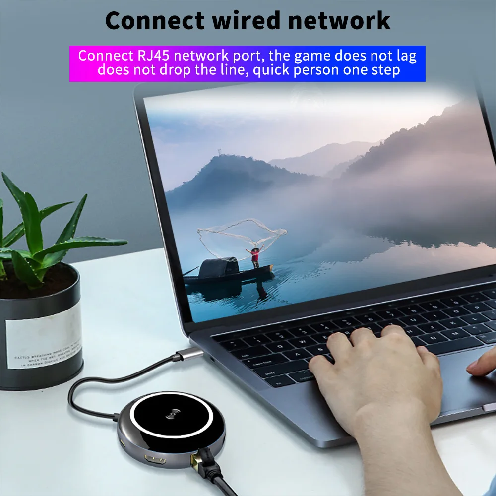 

Wireless Charger Docking Station USB-C HUB Fast Transmission Type-C HUB 9 In 1 Mobile Phone Dock Station Muti-Interface
