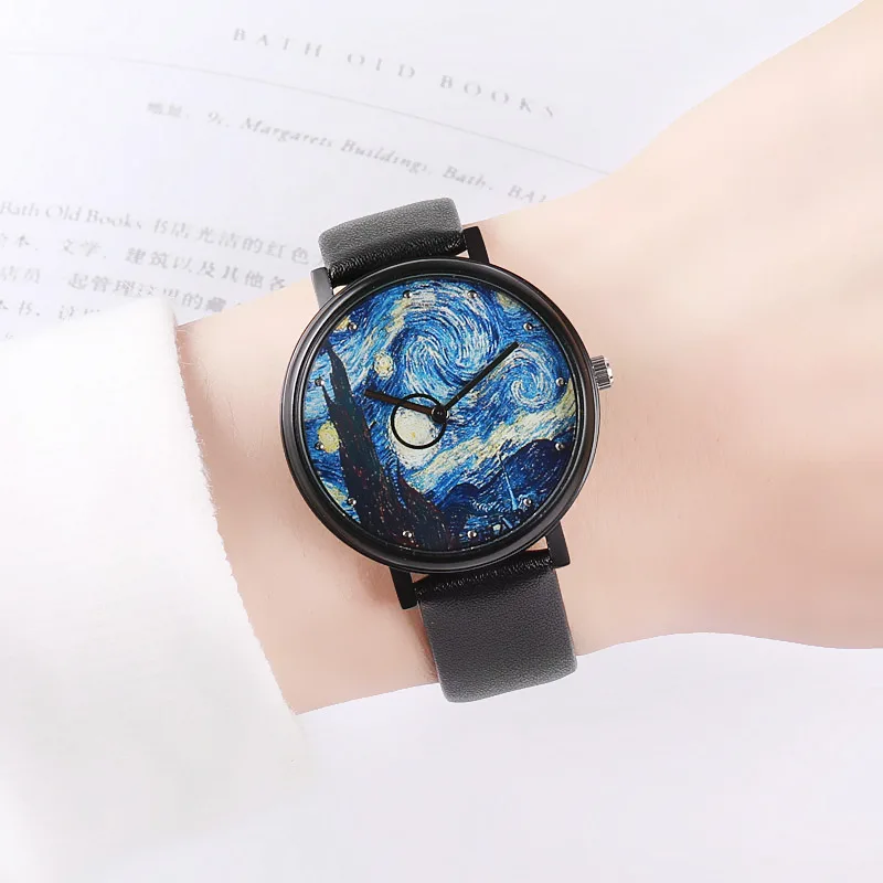 Мужские ультратонкие кварцевые часы с кожаным ремешком