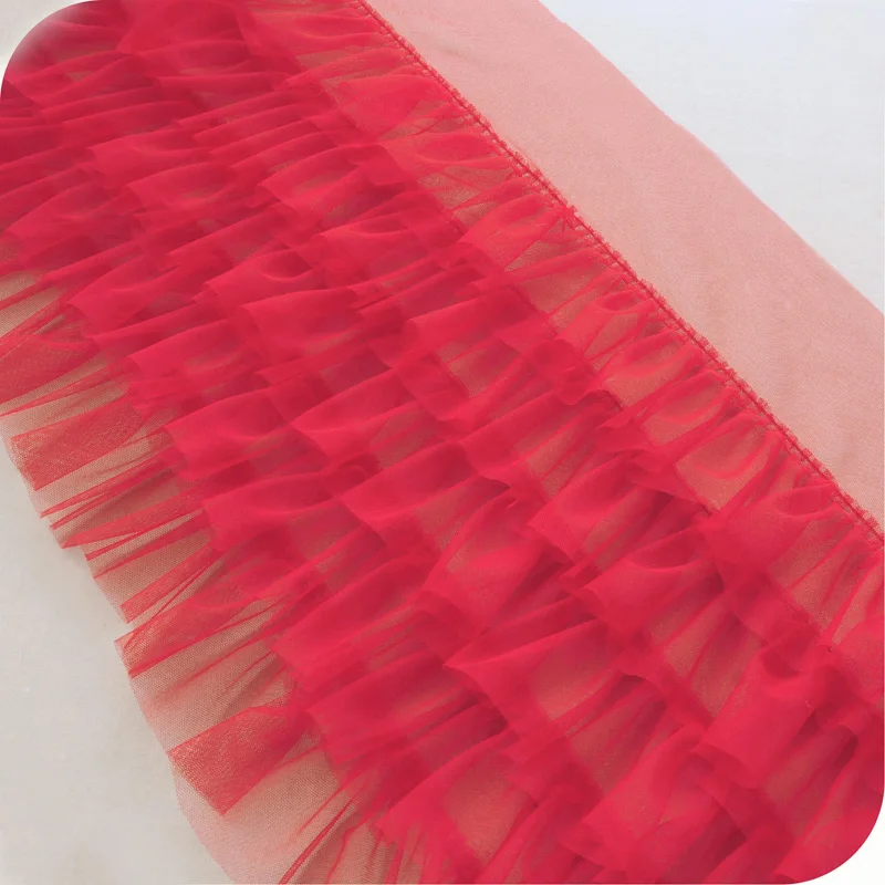 1 метр 35 см широким плиссированным 3D кружевной отделкой рюшами Лента с бахромой