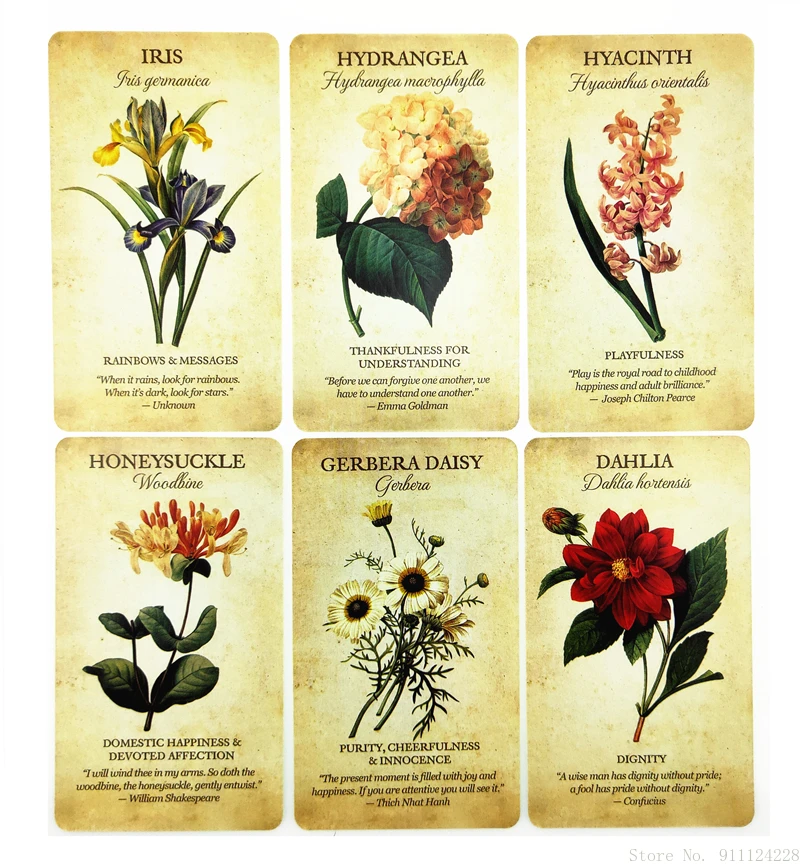 

Botanical Inspiration Oracle Cards Full English 45 Cards Deck Tarot Mysterious Divination Family Party Board Game