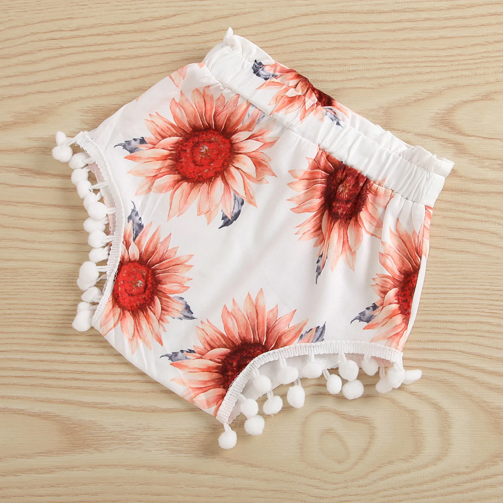 

Newborn Infant Outfits Baby Girls Lace Solid Slip Sleeveless Tops+sunflower Print Shorts+headbands Summer Children Sets