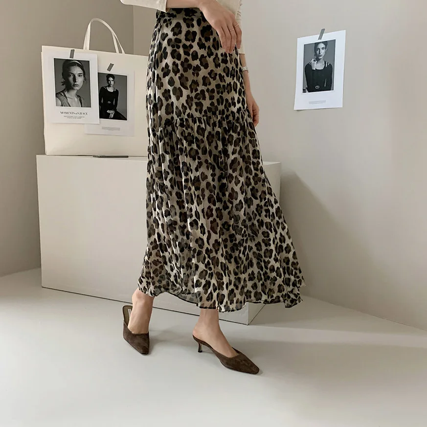 

Женские повседневные Облегающие юбки до щиколотки SuperAen с леопардовым принтом средней длины