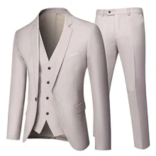 Chaqueta de traje de negocios para hombre, blazer, pantalones, chaleco de boda de tres piezas, trajes profesionales de talla grande, novedad de 2021 (2)