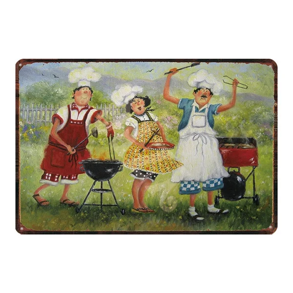 

BBQ Vintage Metal Signs Bar Plate Shabby Chic Wall Pub Kitchen Restaurant Home Art Decor Metal Poster