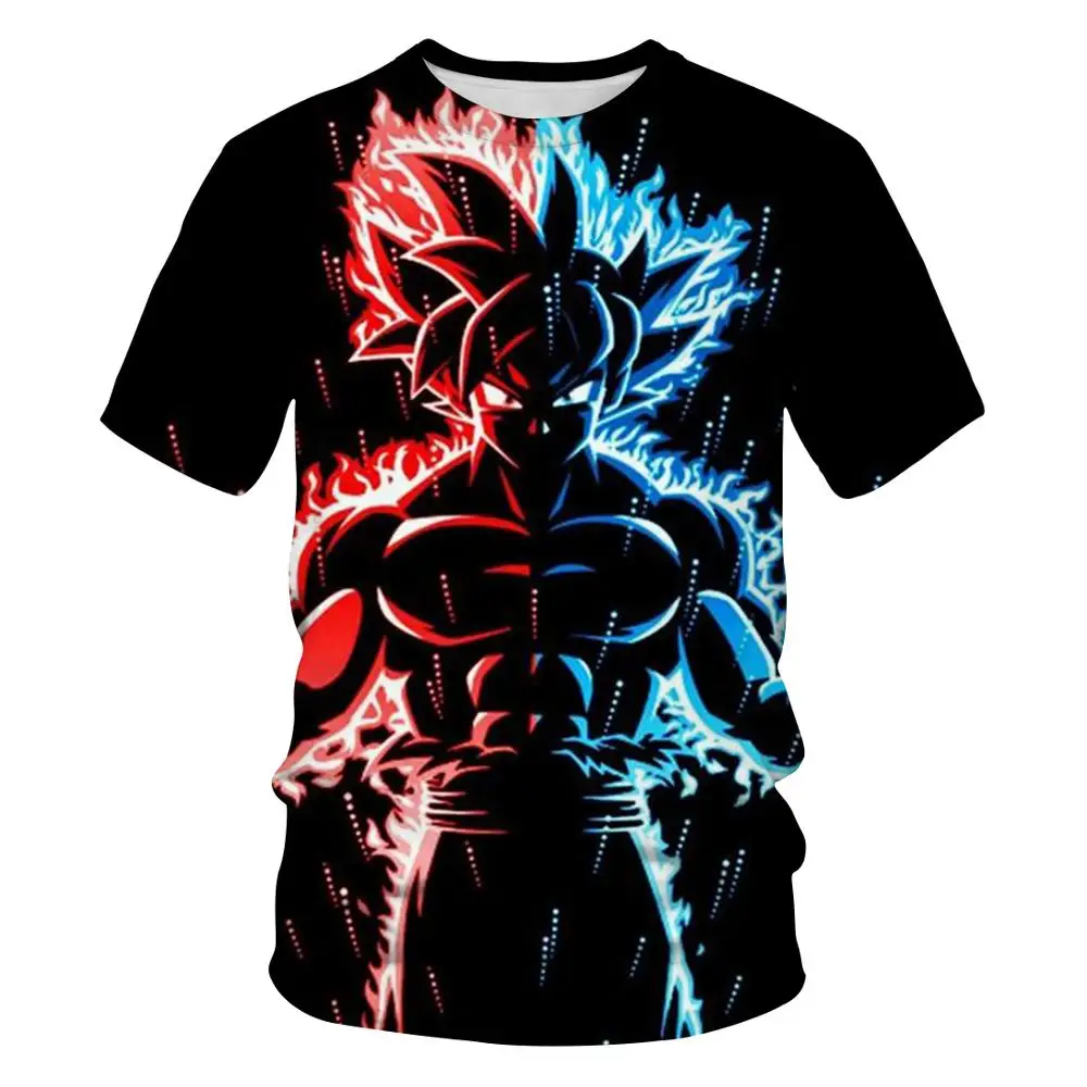 Мужская футболка с 3D принтом Dragon Ball Z Goku черная круглым вырезом повседневная