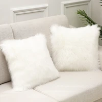 hot ins nordic faux wool plush sofa cushion cover 4545cm 5050cm pillow case home decor luxury plush throw pillow cover