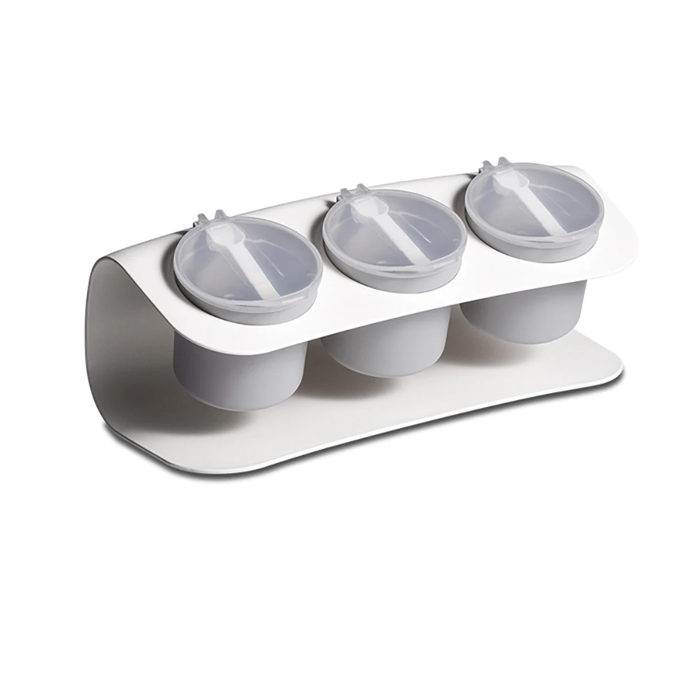 Полка для специй 3 ячейки кухонная ложка с крышкой контейнер приправ хранения