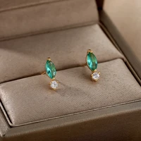 green pearl rhinestone earrings for women stainless steel crystal earring aesthetic vintage korean statement jewelry gift