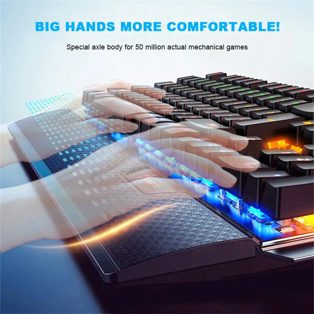 mechanical gaming keyboard104 key rgb led backlit computer keyboard black blue switch suitable for lol pc gamerswindows game free global shipping