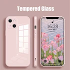 Роскошный квадратный чехол для телефона из закаленного стекла для iPhone 13 11 12 Pro Max Mini XS XR X 7 8 Plus SE 2020, силиконовая жесткая задняя крышка с логотипом