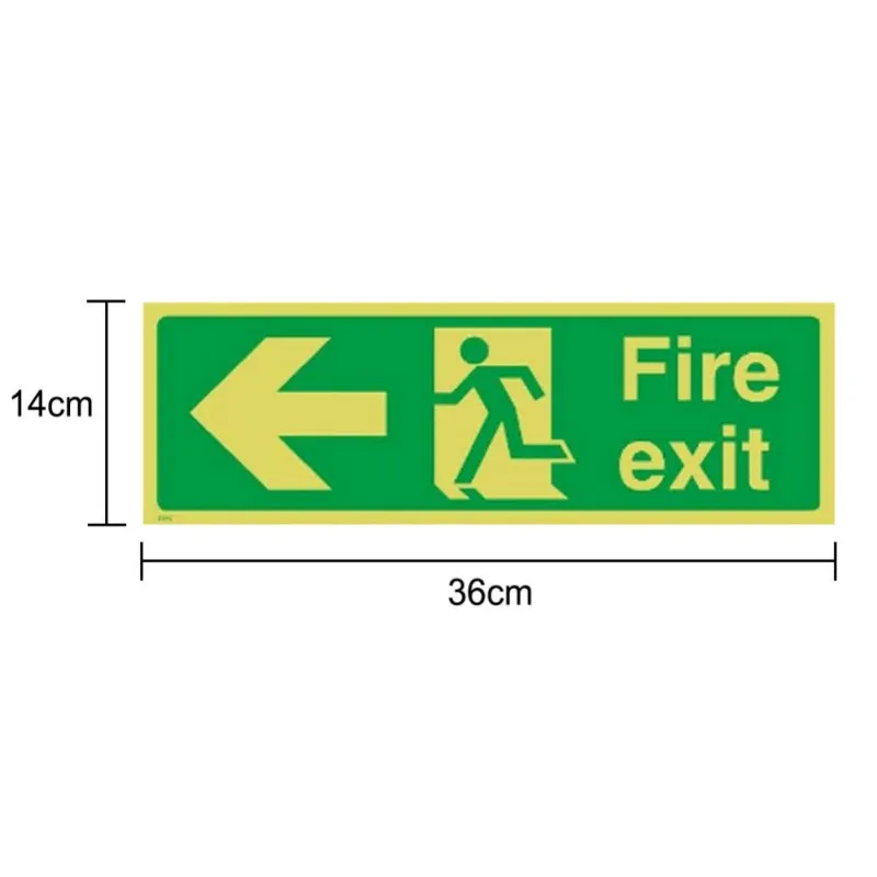 

36 X 14CM Fire Exit Sign Stickers Decal Adhesive Glow In The Dark With Direction Arrows Home Decoration Door Wall Safety Sign