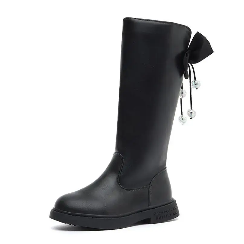 

Демисезонные высокие ботинки-мартинсы из искусственной кожи для девочек, детские ботинки на молнии с хрустальным помпоном, детская зимняя ...