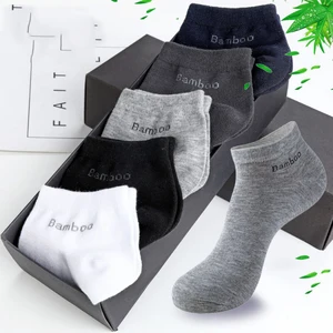 Imported 5 Pairs / Pack Men's Bamboo Fiber Socks Short High Quality New Casual Breatheable Anti-Bacterial Man