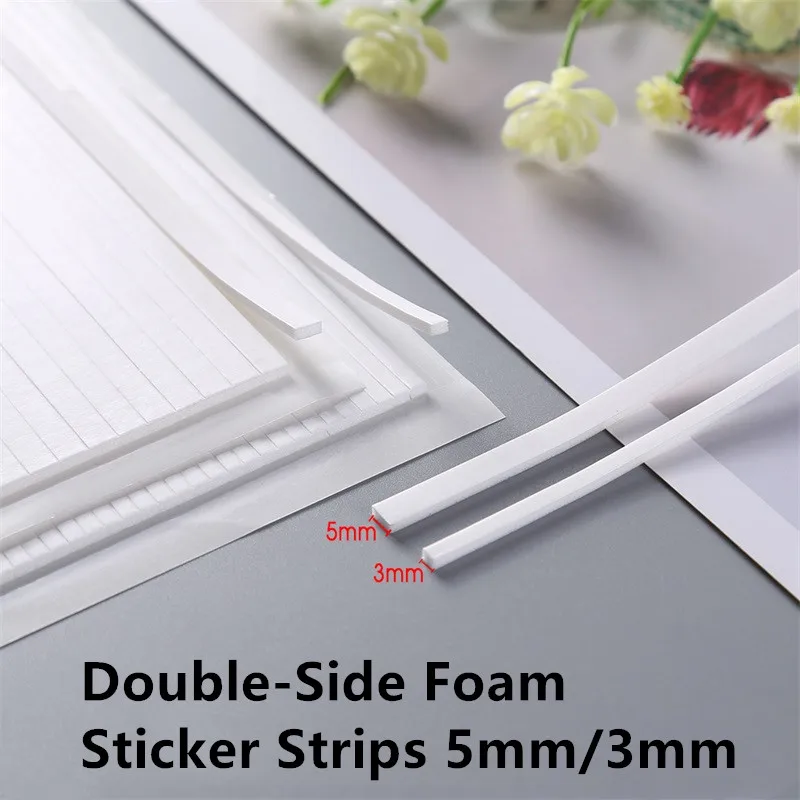 

2mm Thick 5mm / 3mm Width Double-sided 3D Foam Strips Adhesives Stickersfor DIY Shaker Cards Making Scrapbooking Crafts Supplies