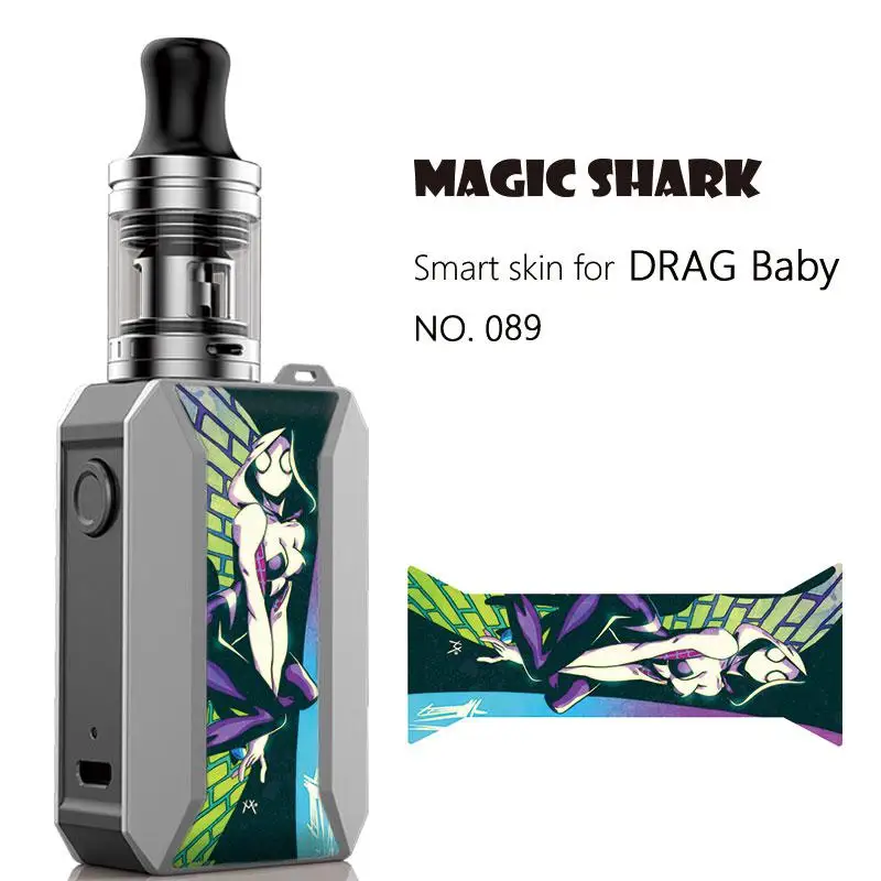Волшебная Акула мечтательная Медуза Череп Паук женщина кожа Vape ультра тонкий чехол наклейка пленка для Voopoo Drag Baby Trio - Цвет: 089