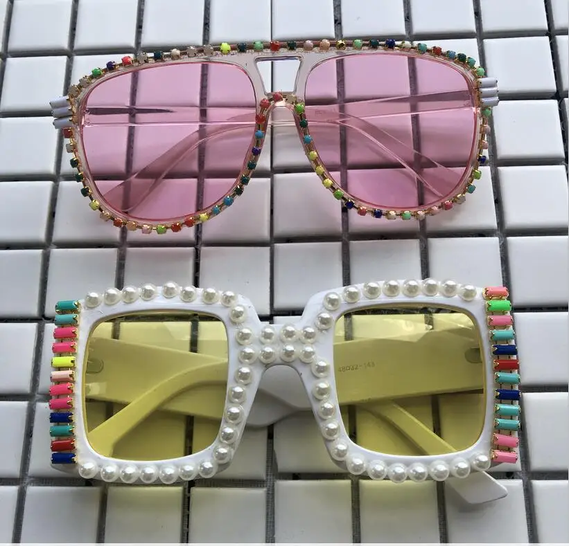 Очки солнцезащитные унисекс квадратные с радужными бусинами поляризационные в