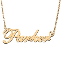 love heart parker name necklace for women stainless steel gold silver nameplate pendant femme mother child girls gift
