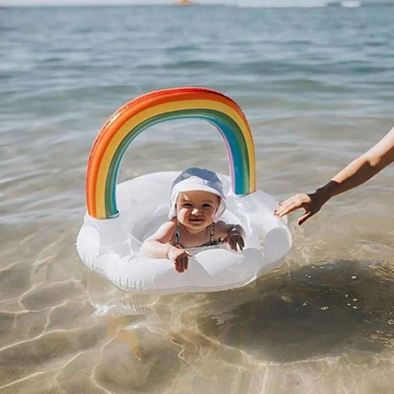 

H053 Inflatable Sequins Swimming Ring Rainbow Cloud Baby Seat Circle Float Beach Toys