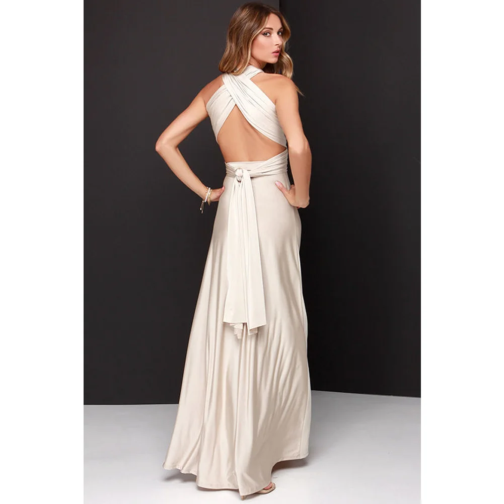 

2021 Summer New Cross Open Back Sexy Bandage Party Dress Long Elegant Dresses