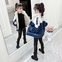 spring winter girl coat jackets warm mid length clothing kids teenage fashion children lamb wool tops high quality thicken