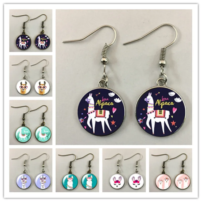 Модные милые красочные женские висячие серьги-кабошоны из овечьей кожи ручной