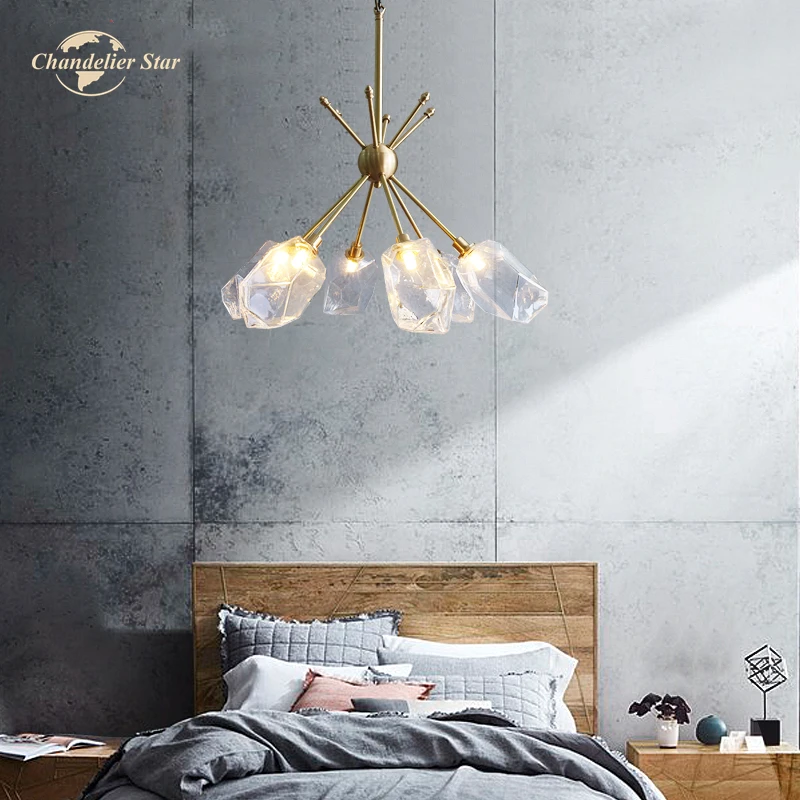 Luxury LED Chandeliers Lighting Modern Copper Crystal Flowers Pendant Hanging Lamps Bedroom Living Room Lights Fixture | Лампы и