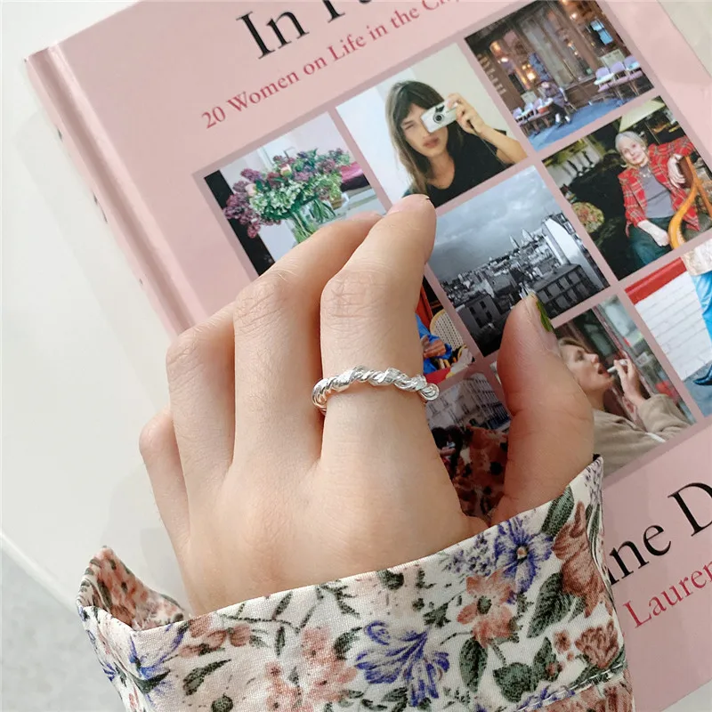 

RUIYI Real 925 Sterling Silver Minimalist Women Handmade Twisting Knotting Rings Girls Fashion Super Mini Jewelry Niche Rings