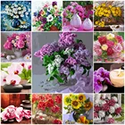 Набор для рисования по номерам, 32 цвета,картина по номерам ,цветы ,рисуй сам ,хобби ,красные цветы ,желтый цветы ,белые цветы , розничные цвнты