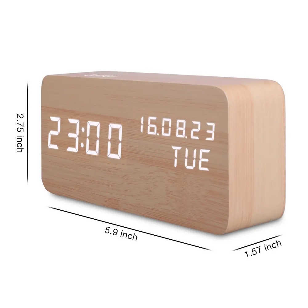 Электронные настольные часы Голосовое управление СВЕТОДИОДНЫЙ деревянный куб