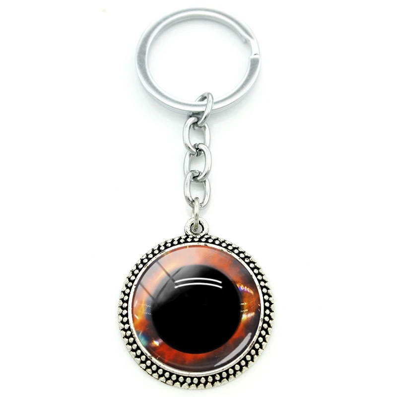 

TAFREE Eyeball Pattern Trend Dragon EYES Pendant Round Glass Gemstone Cabochon Keychain Metal Keychain Jewelry