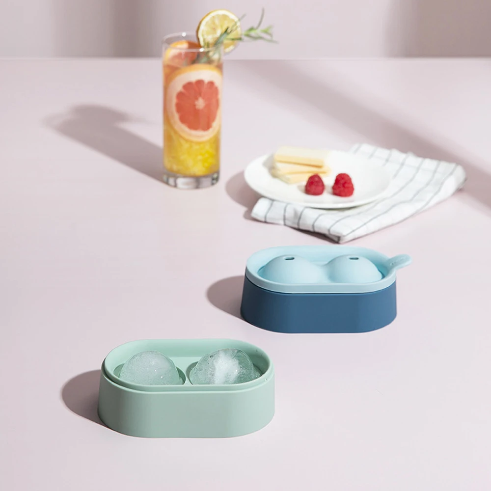 

5CM Double Ball Ice Cube Maker Food Grade Silicone Molds With Cover Ice Cream Mold Non-Stick Ice Mould Kitchen Accessories