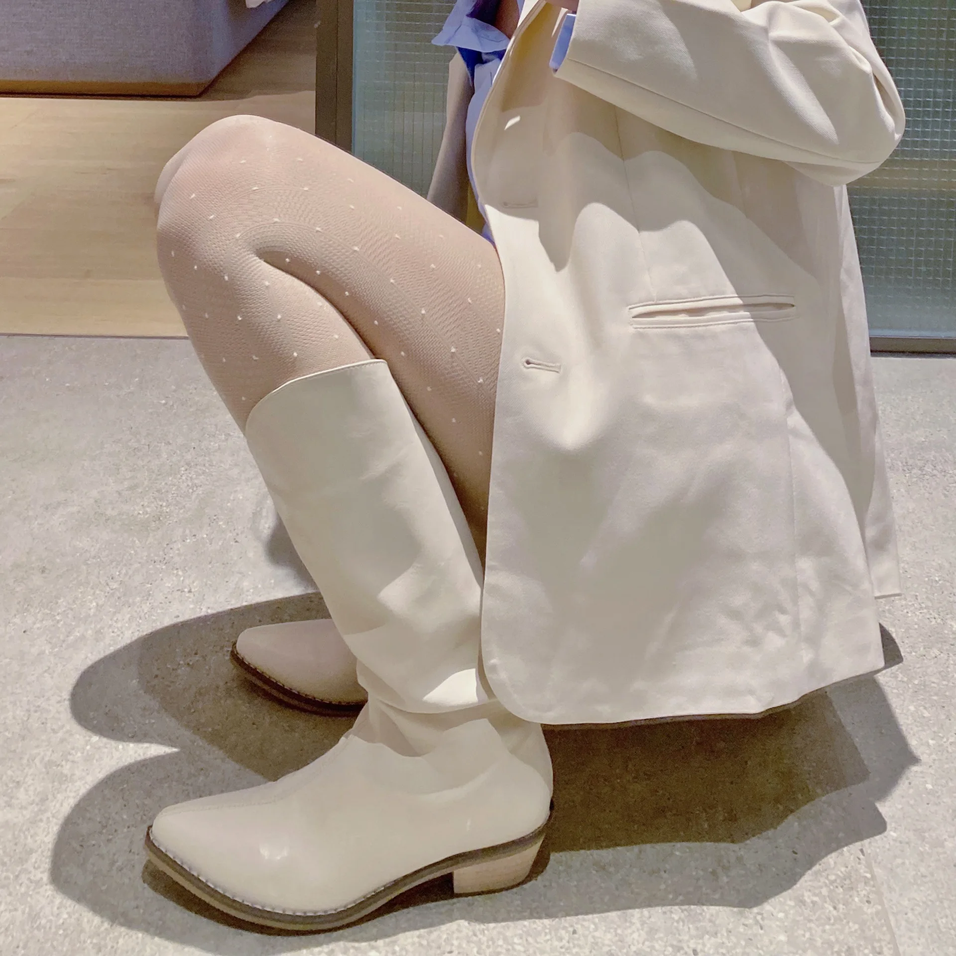 Чулки Феи нежные Ретро Desire FairySweet Цветочные в мелкий горошек кружевные белые