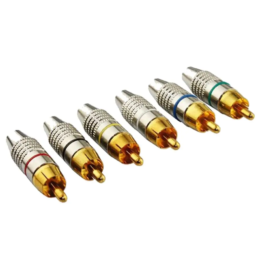 

4 шт., позолоченные штекеры RCA, для аудио-и видеокабелей, без пайки