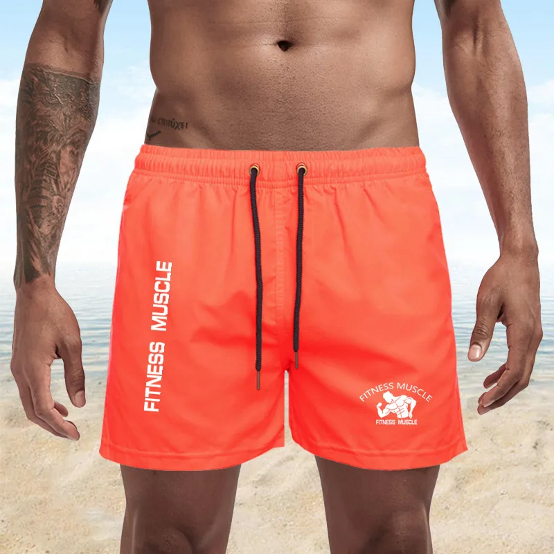

Summer Swim Men's Beach Shorts Men Quick Dry Swimwear Beach Pants Men Surf Beach Shorts Swimming Surfing Fitness Muscle Shorts