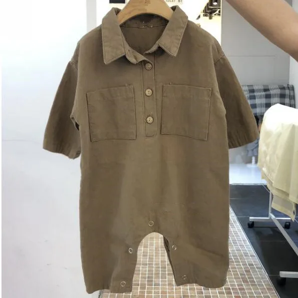 Комбинезоны на маленьких пуговицах для мальчиков и девочек из чистого хлопка