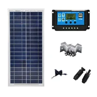10 Set  Solar Panel Kit 20w Poly Solar Charge Controller 12v/24v 10A Z Bracket DC Cable Caravan Car Camping