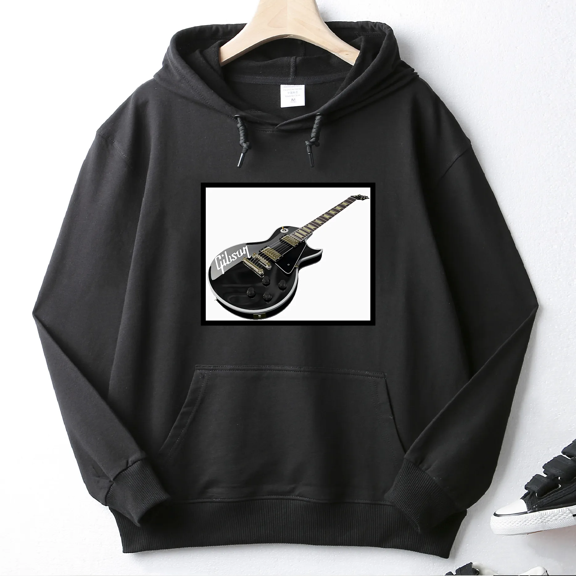 Черная благородная электрическая осенне-зимняя Толстовка Gibson тонкая с длинным