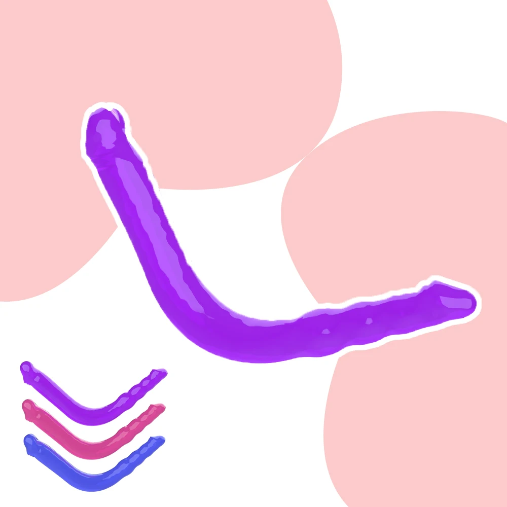 Реалистичный фаллоимитатор с двойным проникновением Желейная мягкая анальная